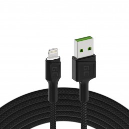 Kabel Przewód Green Cell GC Ray USB - Lightning 200cm z białym podświetleniem LED, szybkie ładowanie Apple 2.4A