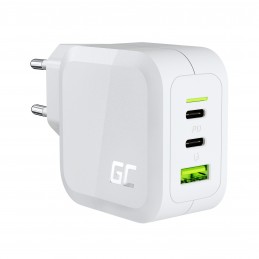 Green Cell Biała Ładowarka Sieciowa 65W Gan Gc Powergan Do Laptopa, Macbooka, Telefonu,  Tabletu, Nintendo Switch - 2X Usb-C, 1X