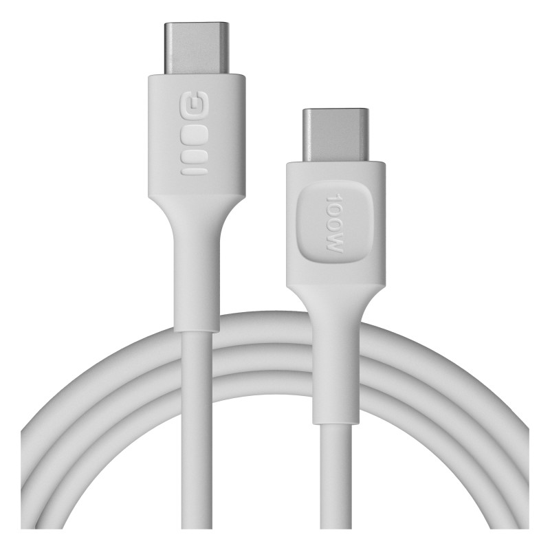 Kabel USB-C 2m 100W Greencell PowerFlex Szybkie Ładowanie PD Snow White