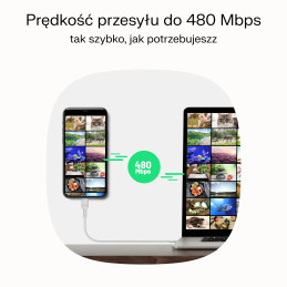 Kabel USB-C 2m 100W Greencell PowerFlex Szybkie Ładowanie PD Mint Green