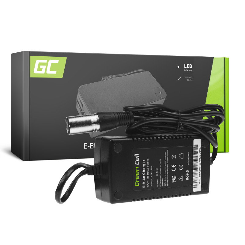 Ładowarka Green Cell 42V 2A (XLR 3 PIN) do Baterii Roweru Elektrycznego 36V