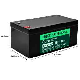 Greencell Agm Vrla 12V 250Ah Akumulator Do Łodzi, Fotowoltaiki, Paneli Solarnych (520X268X225Mm)