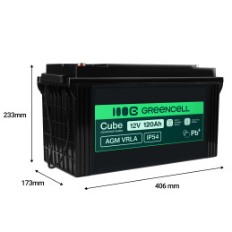 Greencell Agm Vrla 12V 120Ah Akumulator Do Łodzi, Paneli Solarnych (173X406X233Mm)
