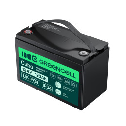 Green Cell Cube Lifepo4 125Ah 12.8V 1600Wh Lithium Iron Phosphate Battery For Camper, Solar, Off-Grid System, Boat