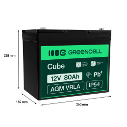 Green Cell Agm Vrla 12V 80Ah Bezobsługowy Akumulator Do Łodzi Melexa Kampera Wózka Kosiarki