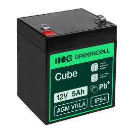Green Cell Agm Vrla 12V 5Ah Bezobsługowy Akumulator Do Systemu Alarmowego, Kasy Fiskalnej, Zabawki