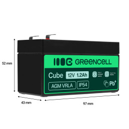 Green Cell Agm Vrla 12V 1.2Ah Bezobsługowy Akumulator Do Systemu Alarmowego, Kasy Fiskalnej, Zabawki