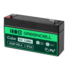 Green Cell Agm Vrla 6V 1.3Ah Bezobsługowy Akumulator Do Systemu Alarmowego, Kasy Fiskalnej, Zabawki