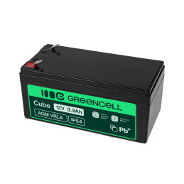 Green Cell Agm Vrla 12V 3.3Ah Bezobsługowy Akumulator Do Systemu Alarmowego, Kasy Fiskalnej, Zabawki