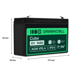 Green Cell Agm Vrla 6V 14Ah Bezobsługowy Akumulator Do Systemu Alarmowego, Kasy Fiskalnej, Zabawki