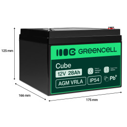 Green Cell Agm Vrla 12V 28Ah Bezobsługowy Akumulator Do Kosiarki, Skutera, Łodzi, Wózka Inwalidzkiego
