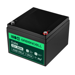 Green Cell Agm Vrla 12V 28Ah Bezobsługowy Akumulator Do Kosiarki, Skutera, Łodzi, Wózka Inwalidzkiego