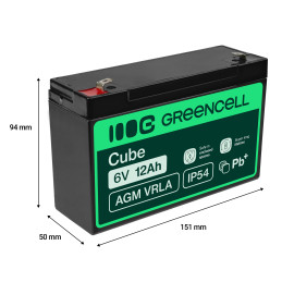 Green Cell Agm Vrla 6V 12Ah Bezobsługowy Akumulator Do Systemu Alarmowego, Kasy Fiskalnej, Zabawki