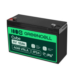 Green Cell Agm Vrla 6V 12Ah Bezobsługowy Akumulator Do Systemu Alarmowego, Kasy Fiskalnej, Zabawki