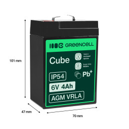 Green Cell Agm Vrla 6V 4Ah Bezobsługowy Akumulator Do Systemu Alarmowego, Kasy Fiskalnej, Zabawki