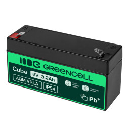 Green Cell Agm Vrla 6V 3.2Ah Bezobsługowy Akumulator Do Systemu Alarmowego, Kasy Fiskalnej, Zabawki