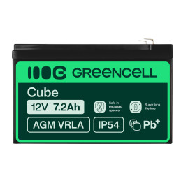 Green Cell Agm Vrla 12V 7.2Ah Bezobsługowy Akumulator Do Systemu Alarmowego, Kasy Fiskalnej, Zabawki