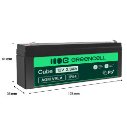Green Cell Agm Vrla 12V 2.3Ah Bezobsługowy Akumulator Do Systemu Alarmowego, Kasy Fiskalnej, Zabawki